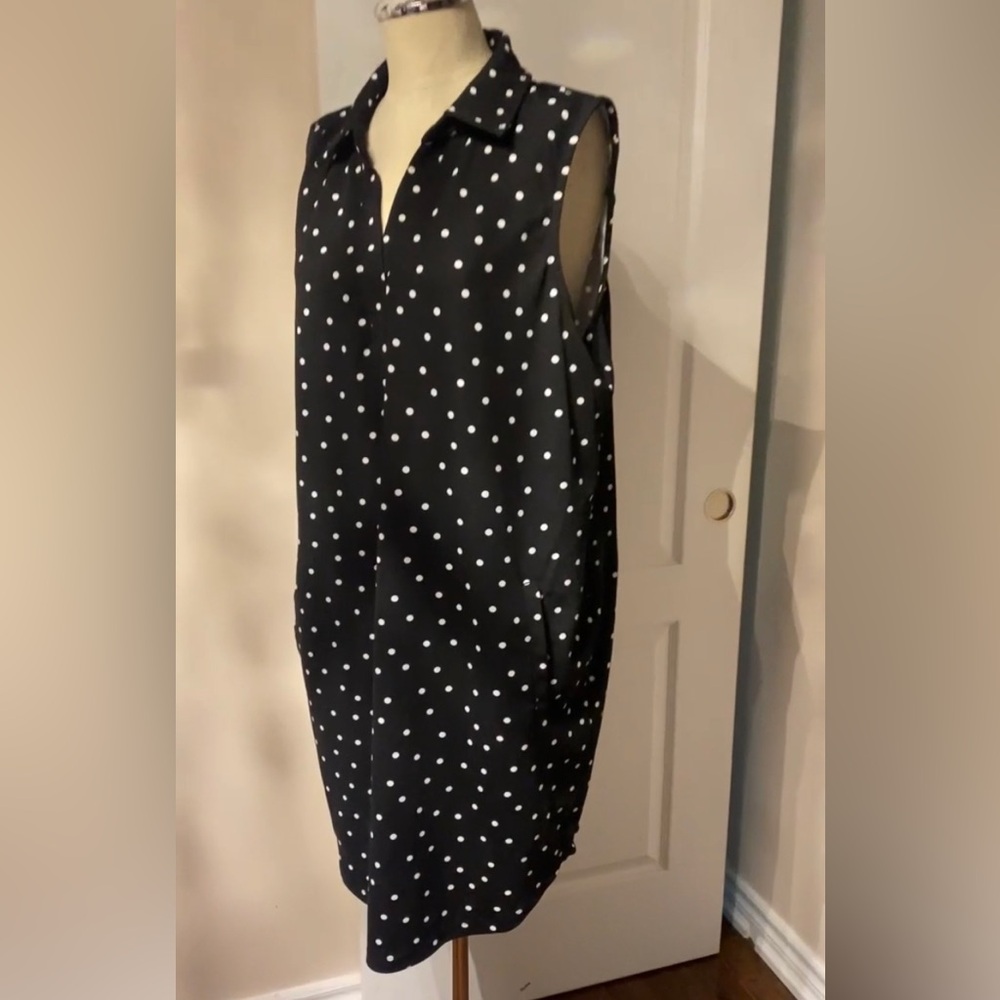 Sleeveless Black Polka Dot Shift Dress